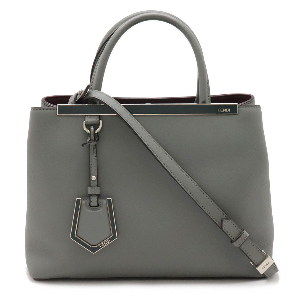 Fendi Petite 2Jours Handbag Leather Green Gray